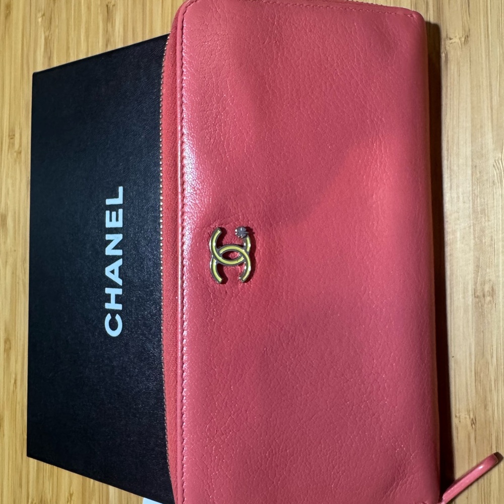 Chanel Pink Lucky Flower Zip Wallet with Floral Interior, with Box